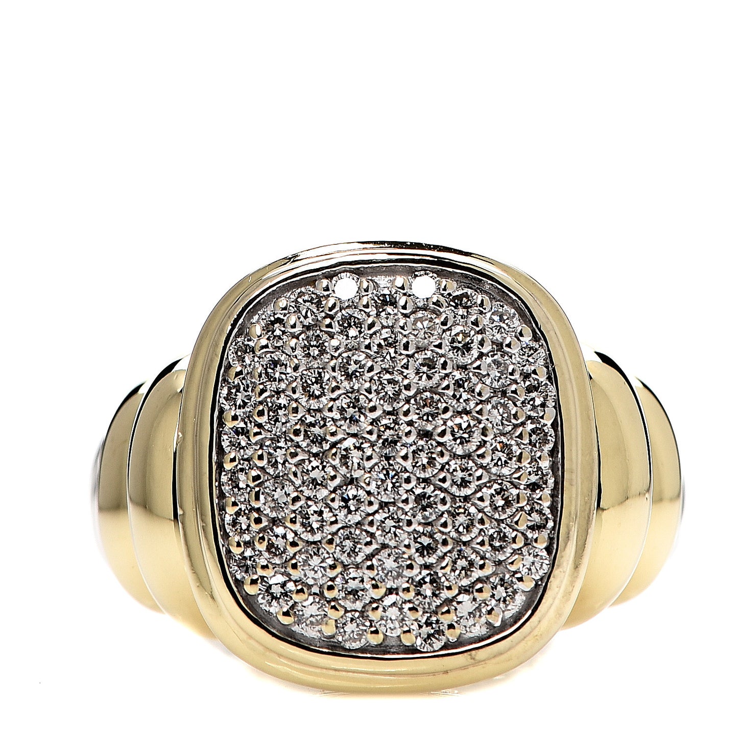 Sterling Silver 18K Yellow Gold Diamond Noblesse Ring 52 6