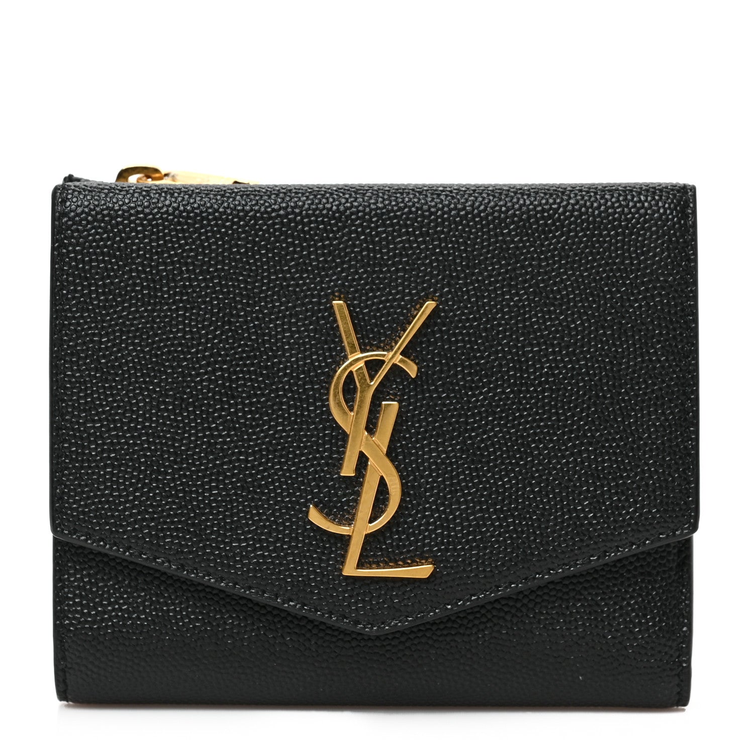 Saint Laurent Grain De Poudre Monogram Bi-Fold Wallet Black 1 of 7