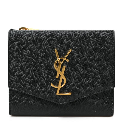 Saint Laurent Grain De Poudre Monogram Bi-Fold Wallet Black 1 of 7
