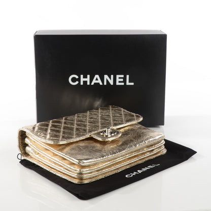 Chanel Metallic Crackled Calfskin Medium Clam's Pocket Flap Gold 4 of 8