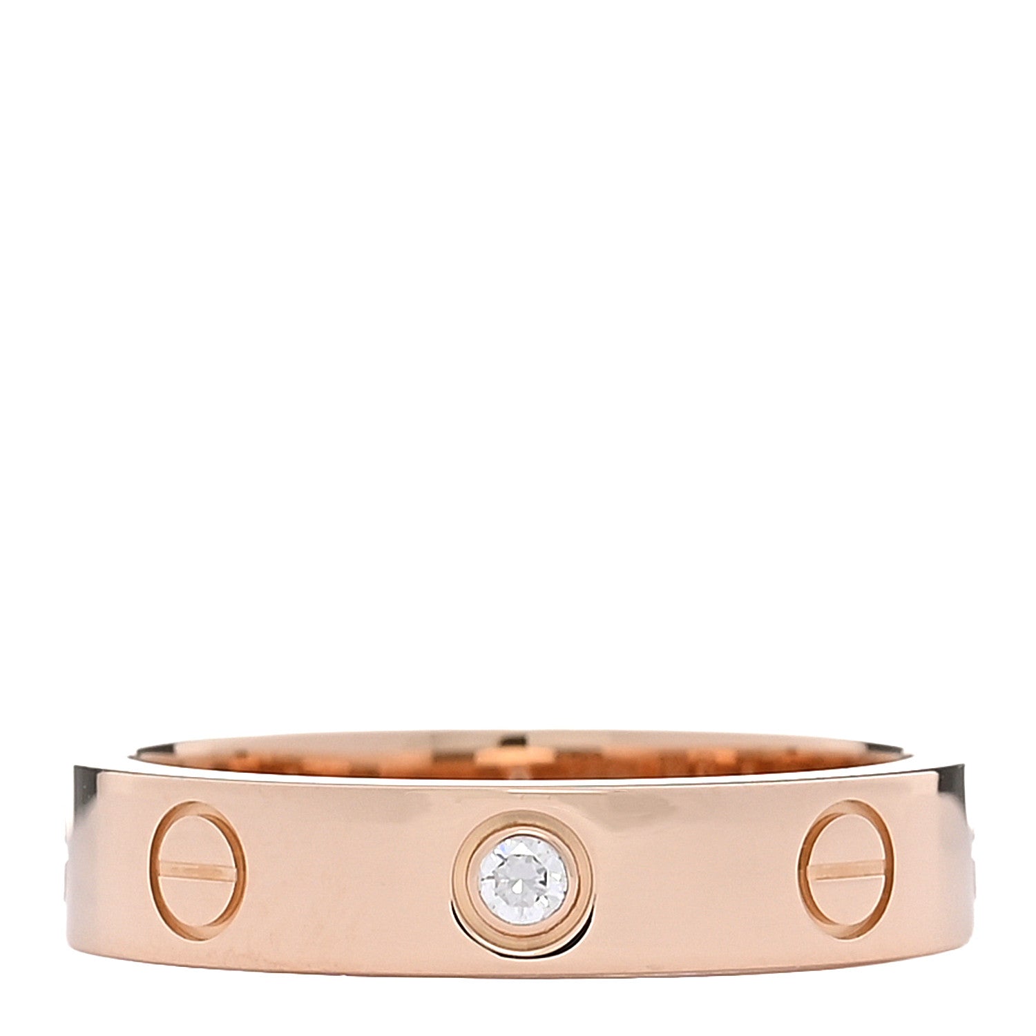Cartier 18K Pink Gold Diamond 4mm LOVE Wedding Band Ring 51 5.75 6 of 8