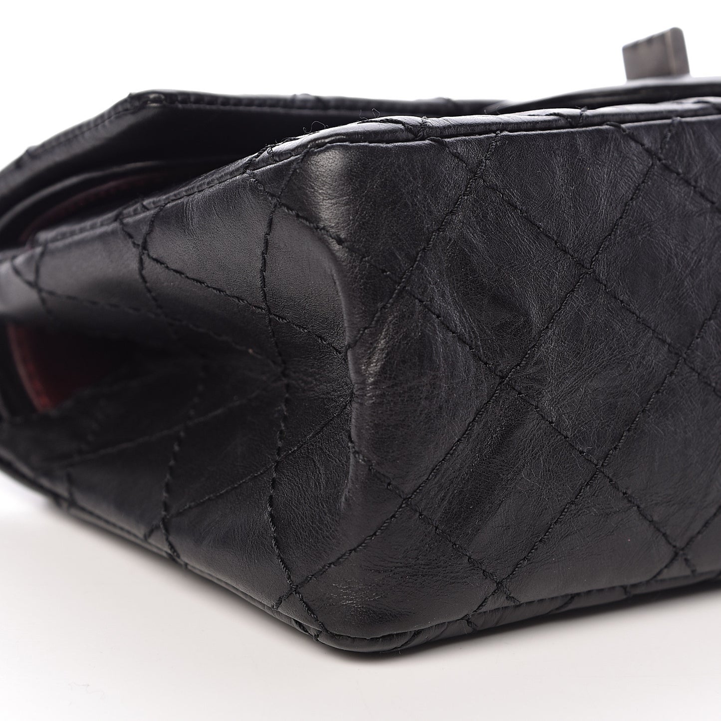 Aged Calfskin Quilted 2.55 Reissue 224 Flap Black