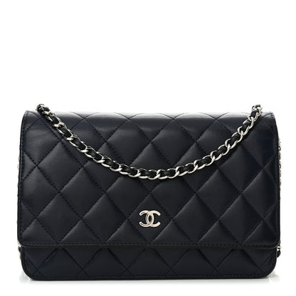 Chanel Lambskin Quilted Wallet On Chain WOC Navy Blue 1 of 13