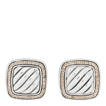David Yurman Sterling Silver Cognac Diamond Cable Cufflinks 1 of 5