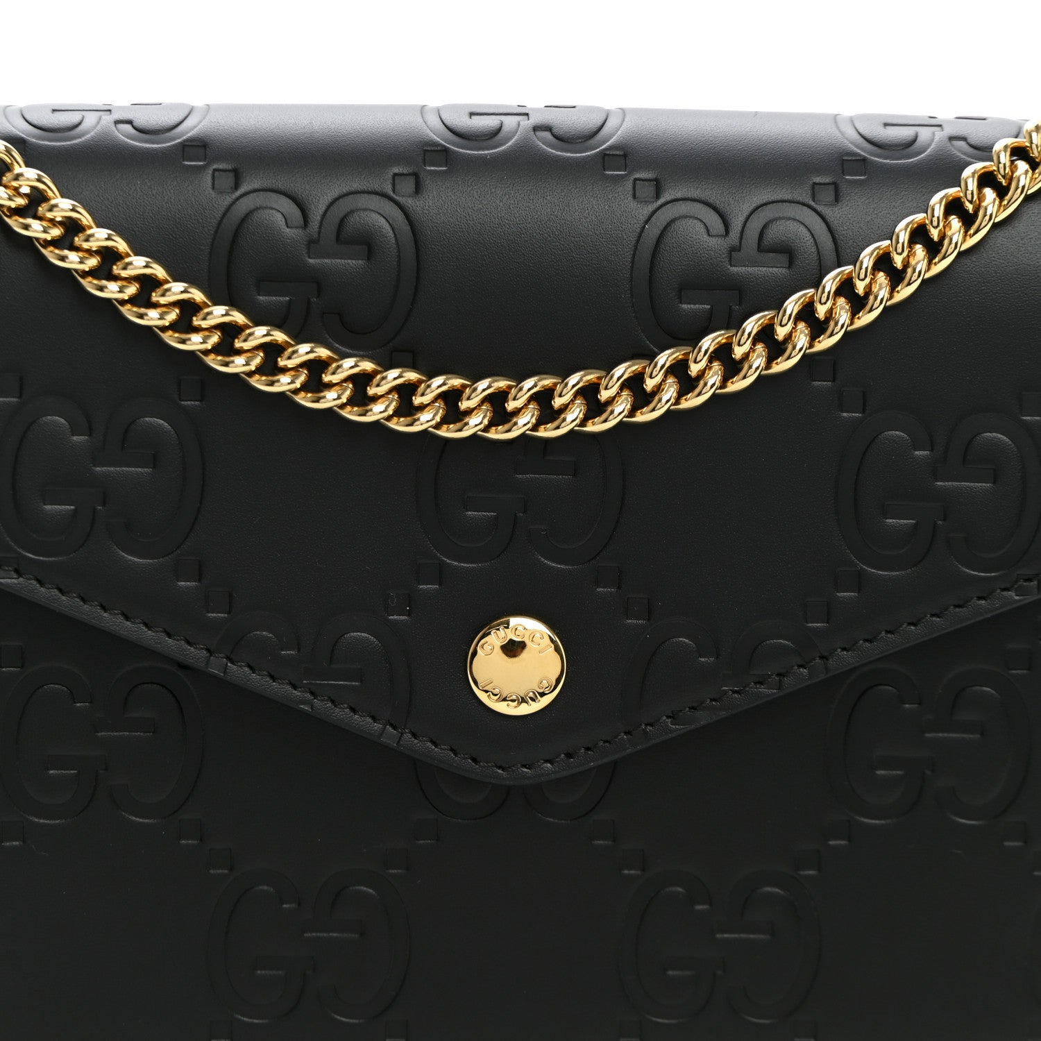 Gucci Calfskin GG Debossed Chain Wallet Black 6 of 8