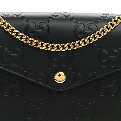 Gucci Calfskin GG Debossed Chain Wallet Black 6 of 8