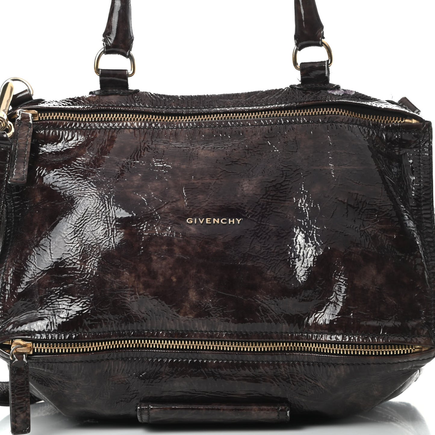 Crinkled Patent Medium Pandora Bag Aubergine