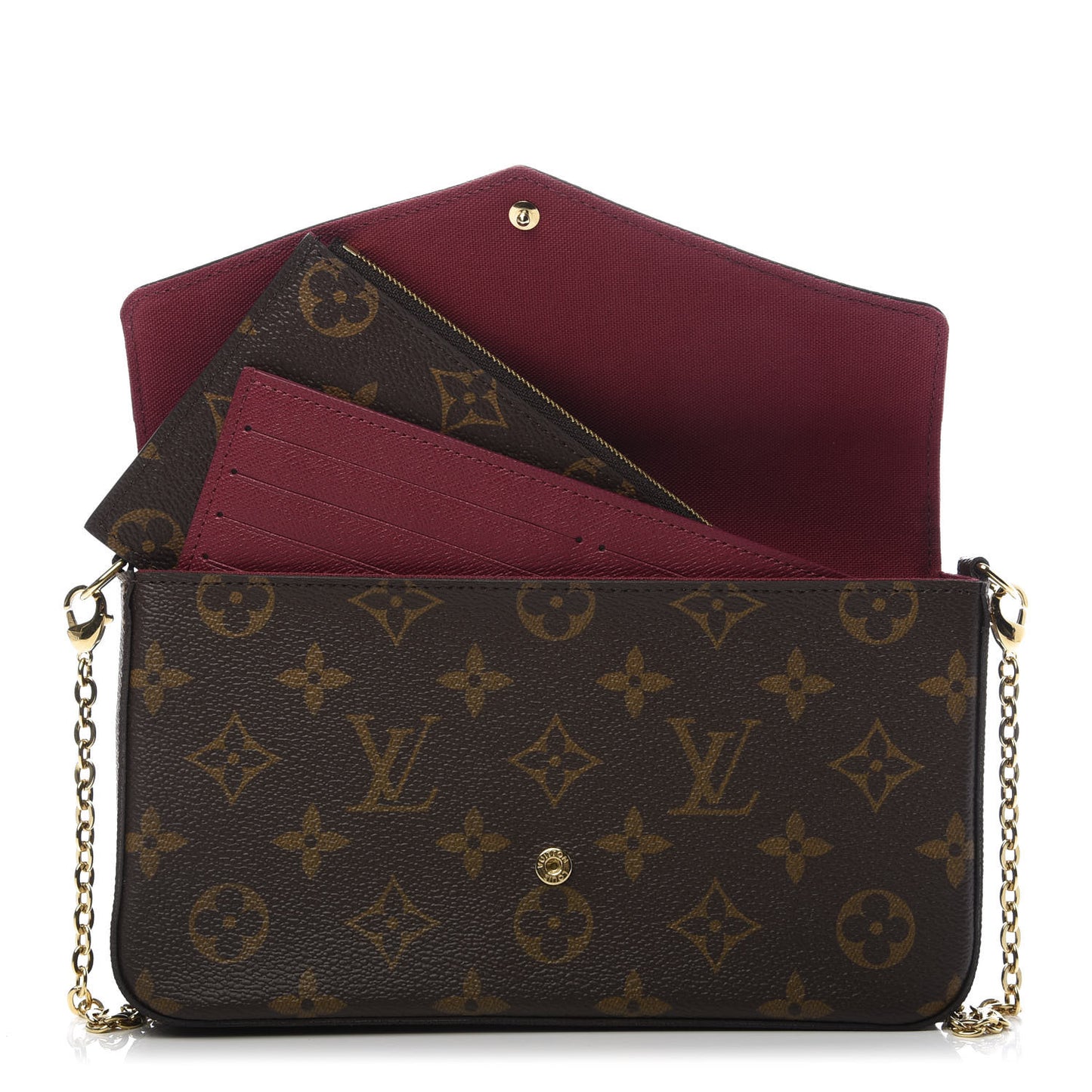 Monogram Pochette Felicie Chain Wallet Fuchsia