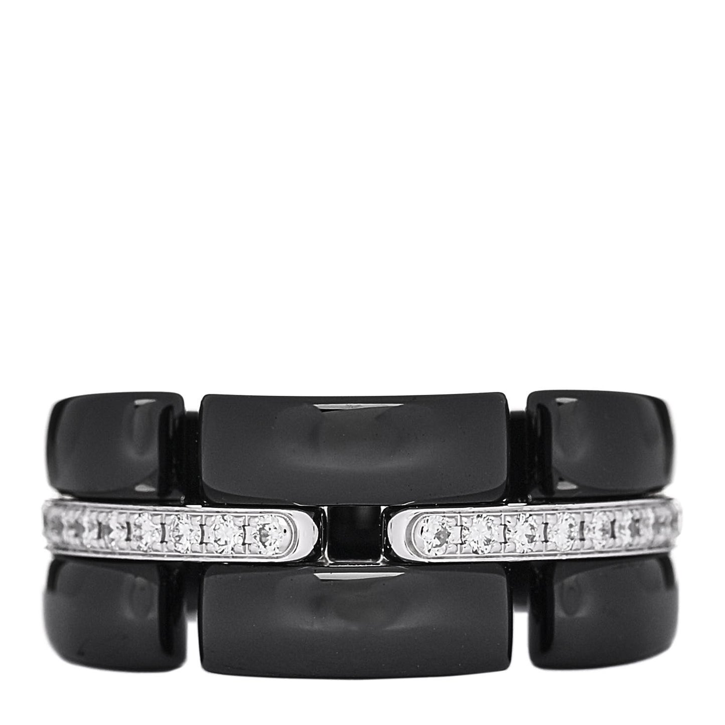 18K White Gold Diamond Black Ceramic Medium Ultra Ring 54 6.75