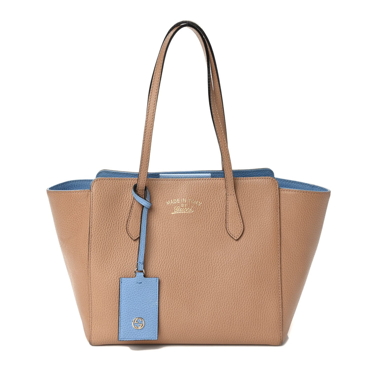 Dollar Calfskin Small Swing Tote Camelia Mineral Blue