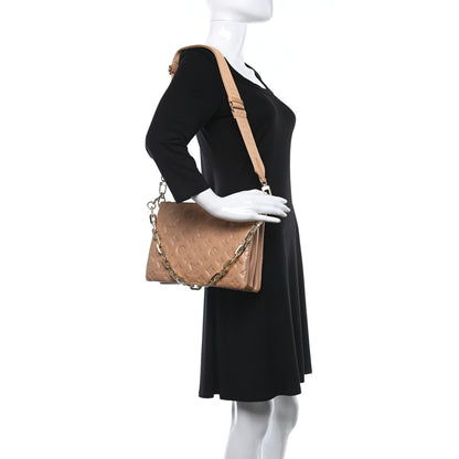 Louis Vuitton Lambskin Embossed Monogram Coussin PM Camel 2 of 8