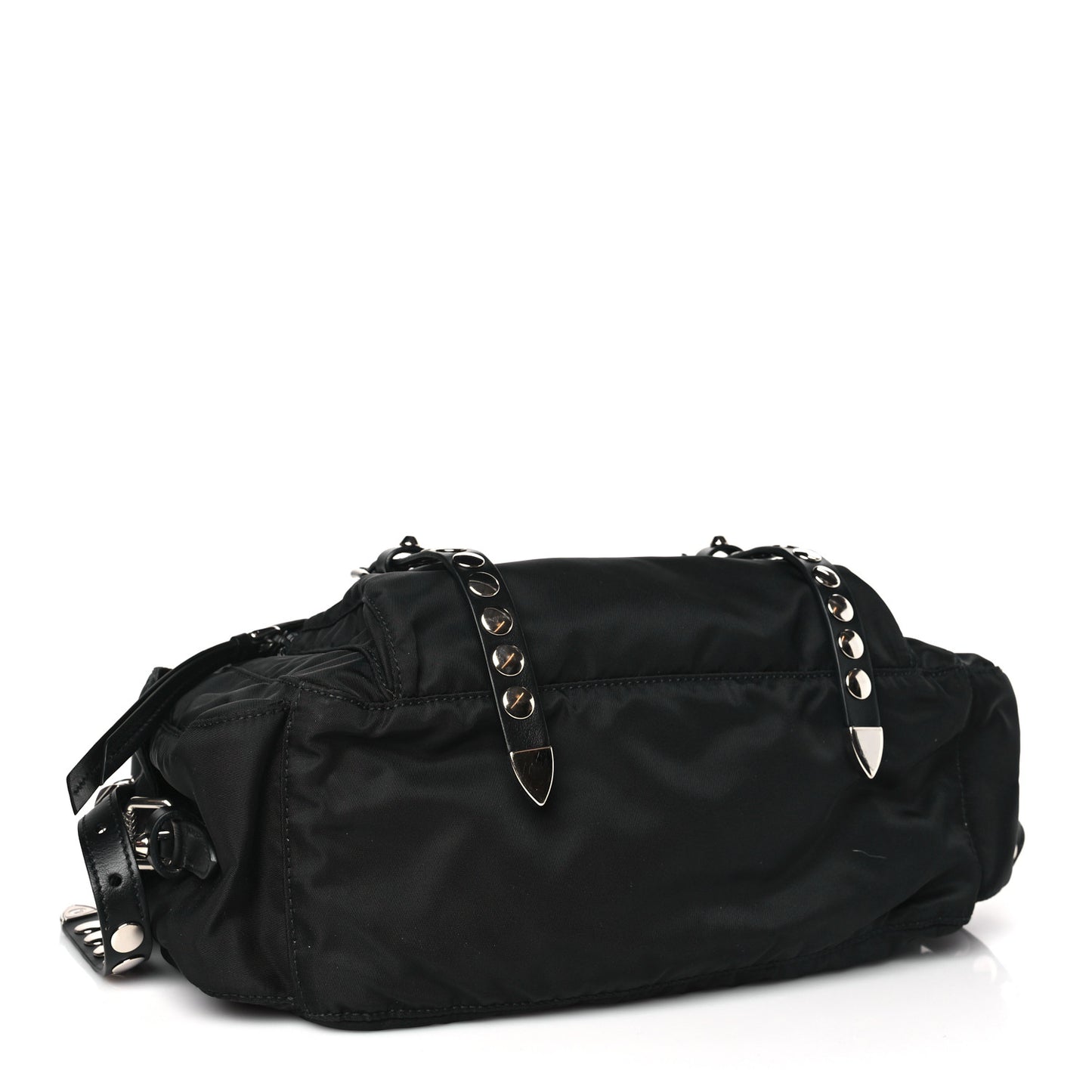 Nylon New Vela Studded Messenger Bag Black