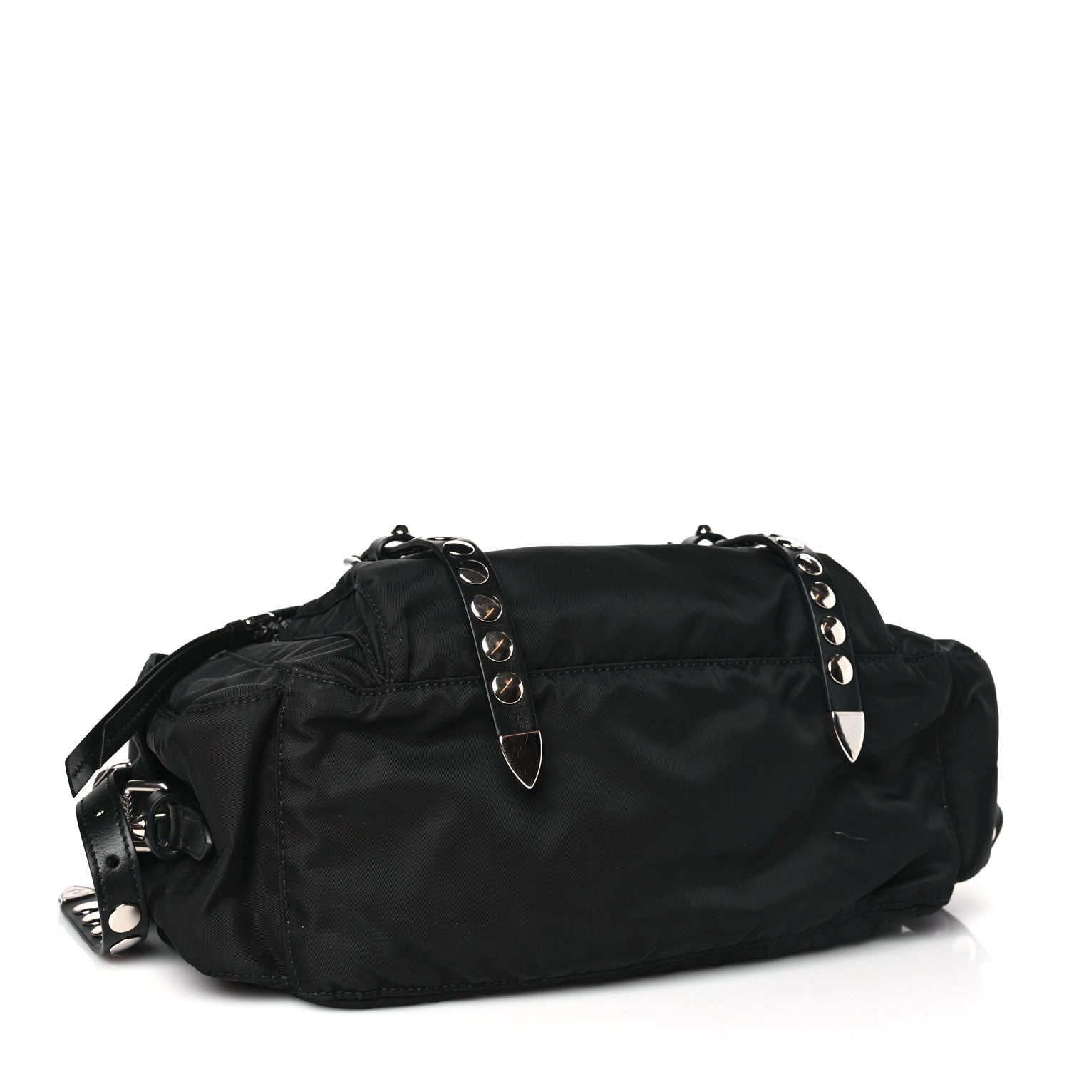 Prada Nylon New Vela Studded Messenger Bag Black 4 of 9
