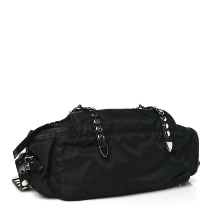 Prada Nylon New Vela Studded Messenger Bag Black 4 of 9