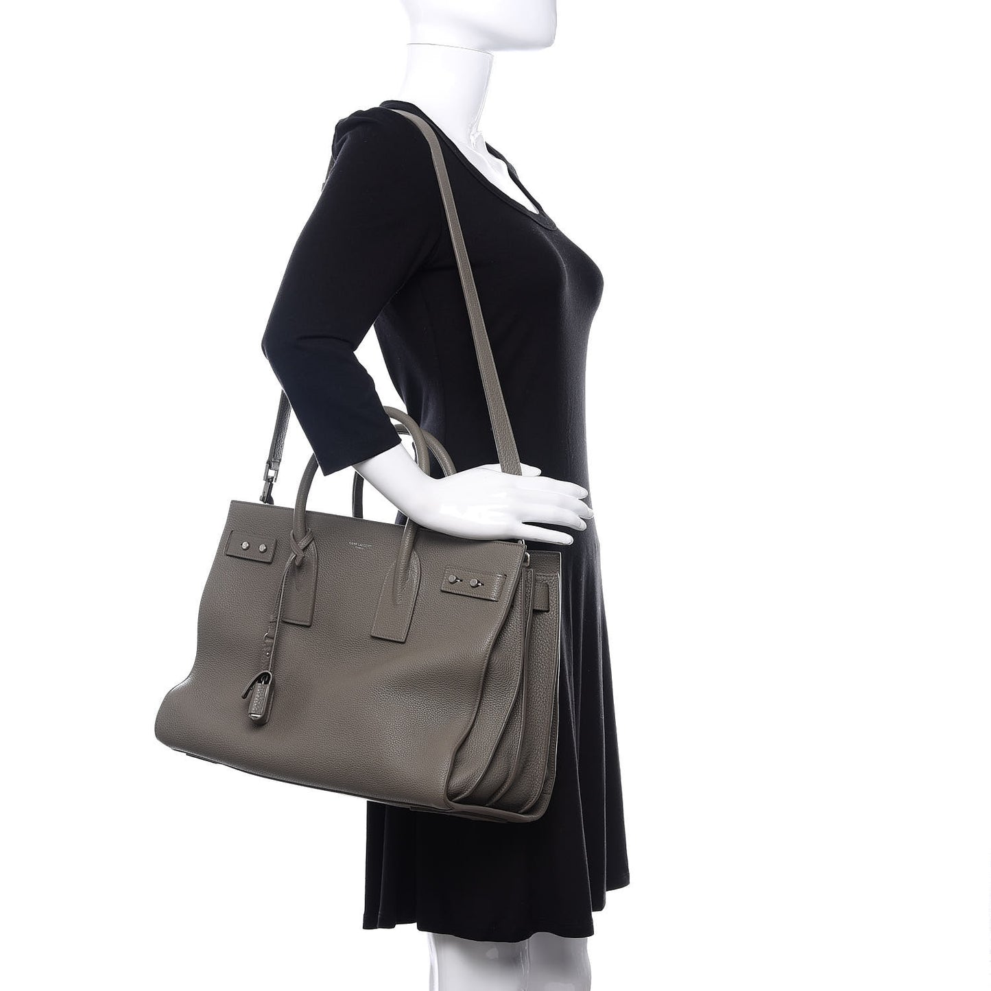 Grained Calfskin Medium Supple Sac De Jour Kaki Militaire