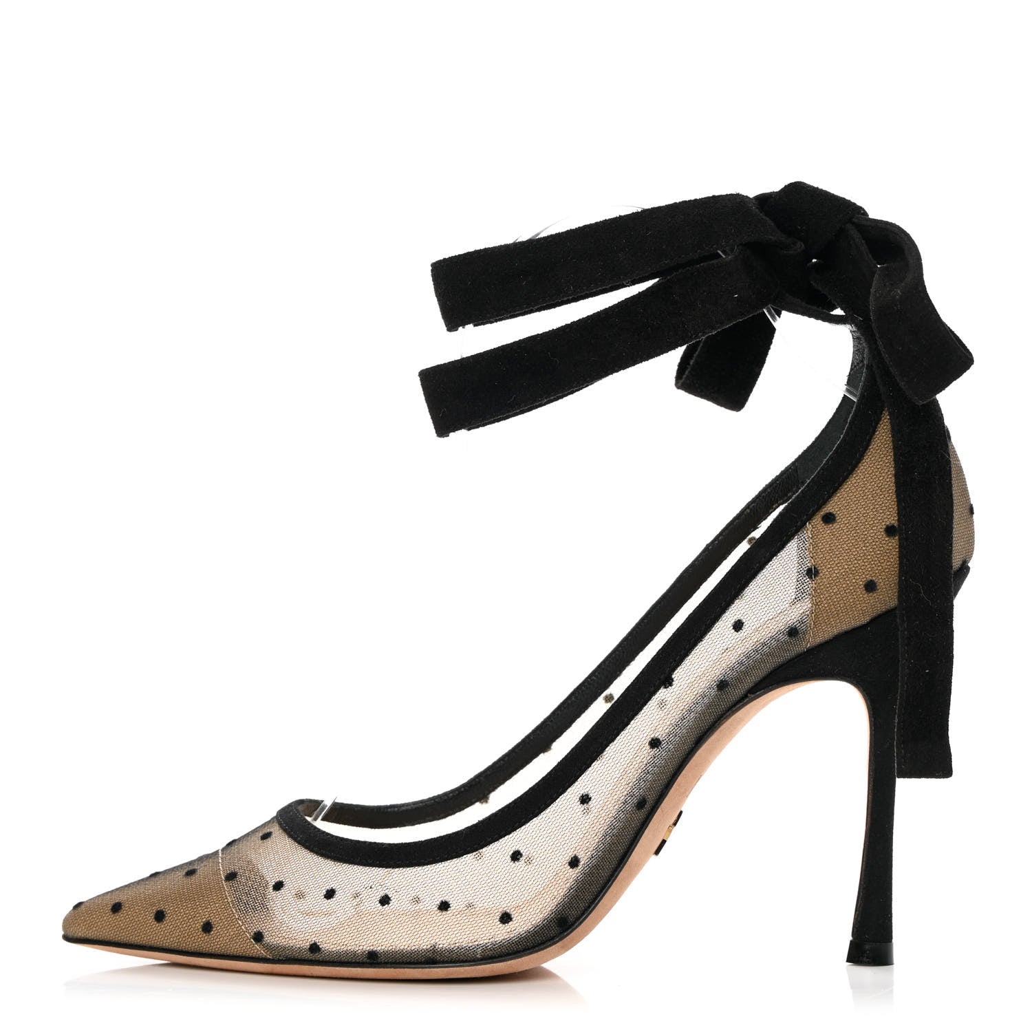 Christian Dior Suede Calfskin Plumetis Lovely-D Ankle Wrap Pumps 37 Black 1 of 16