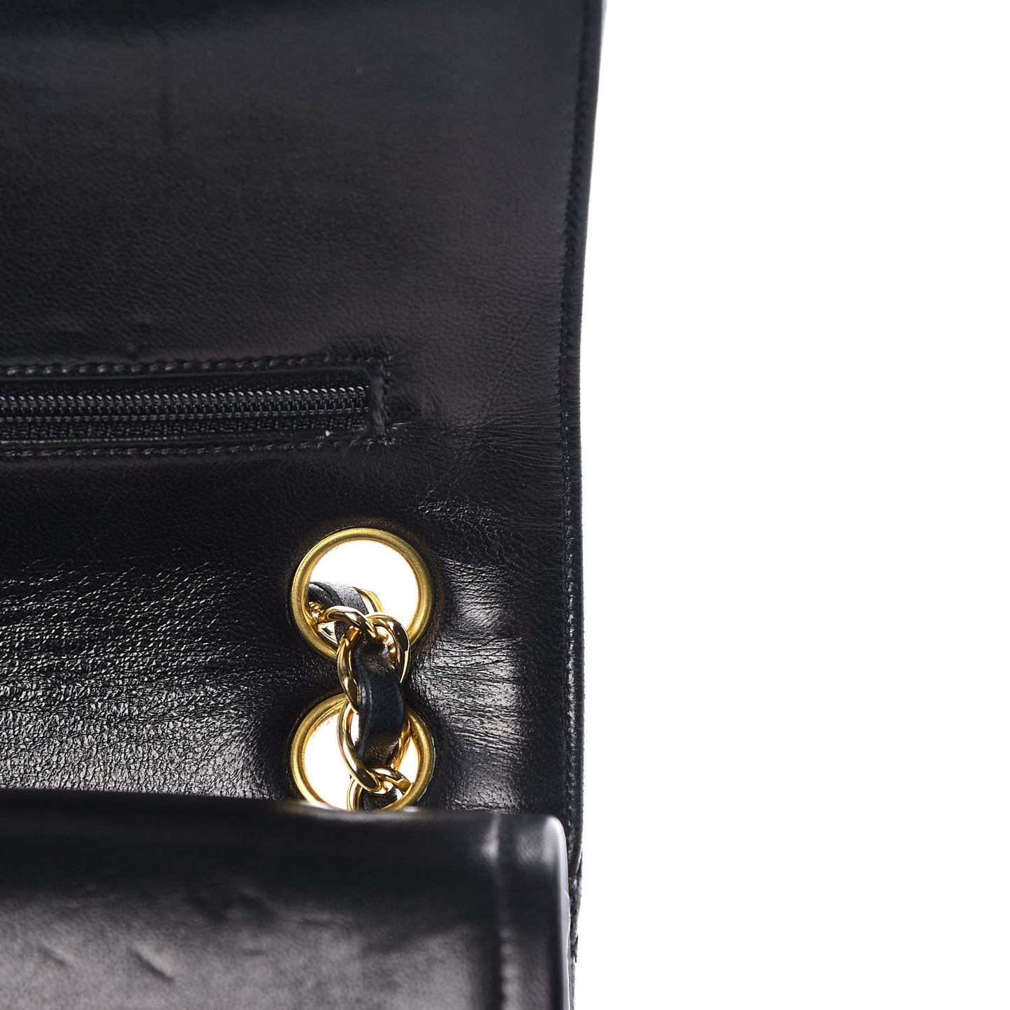 Lambskin Quilted Medium Double Flap Black