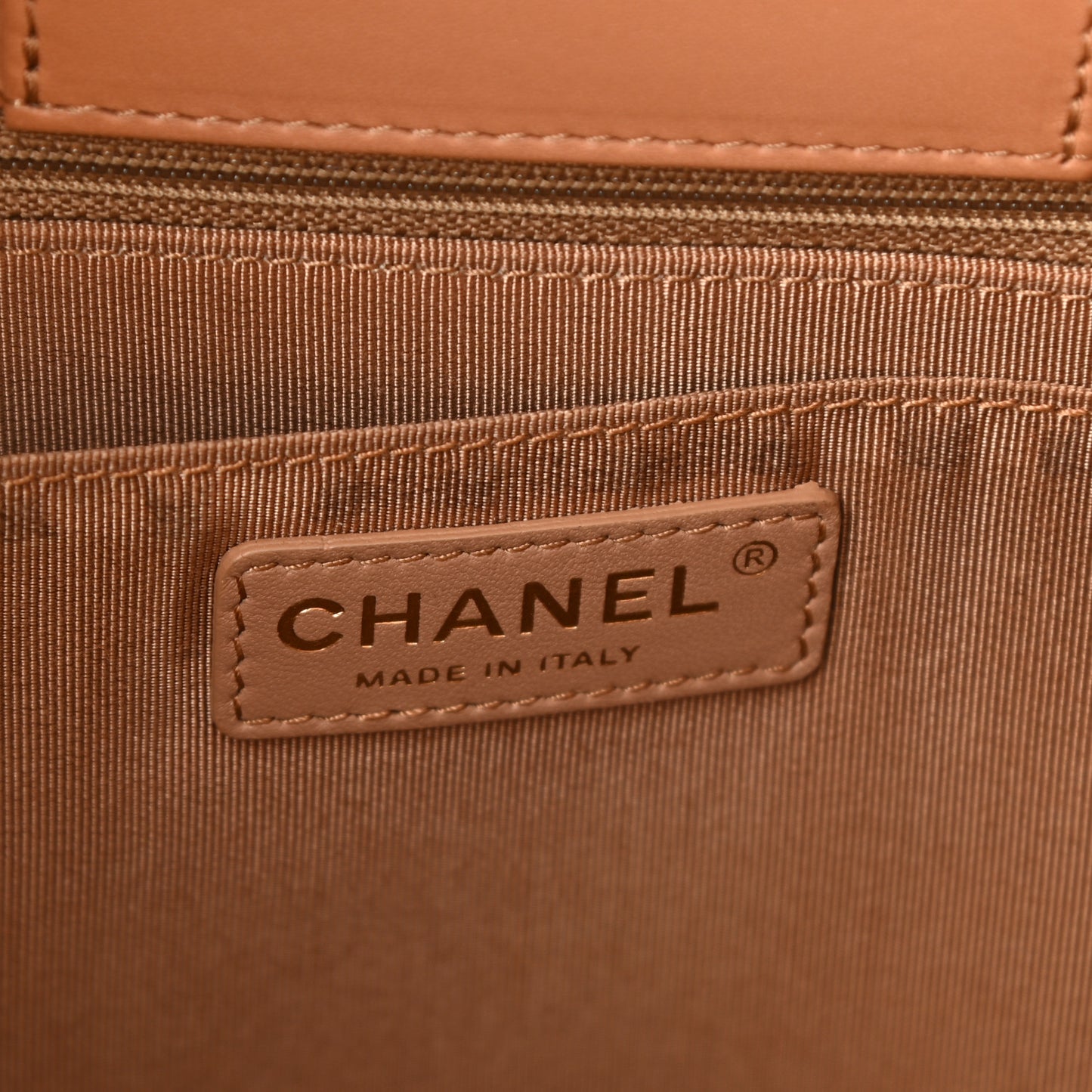 Calfskin Quilted Large Boy Tote Camel