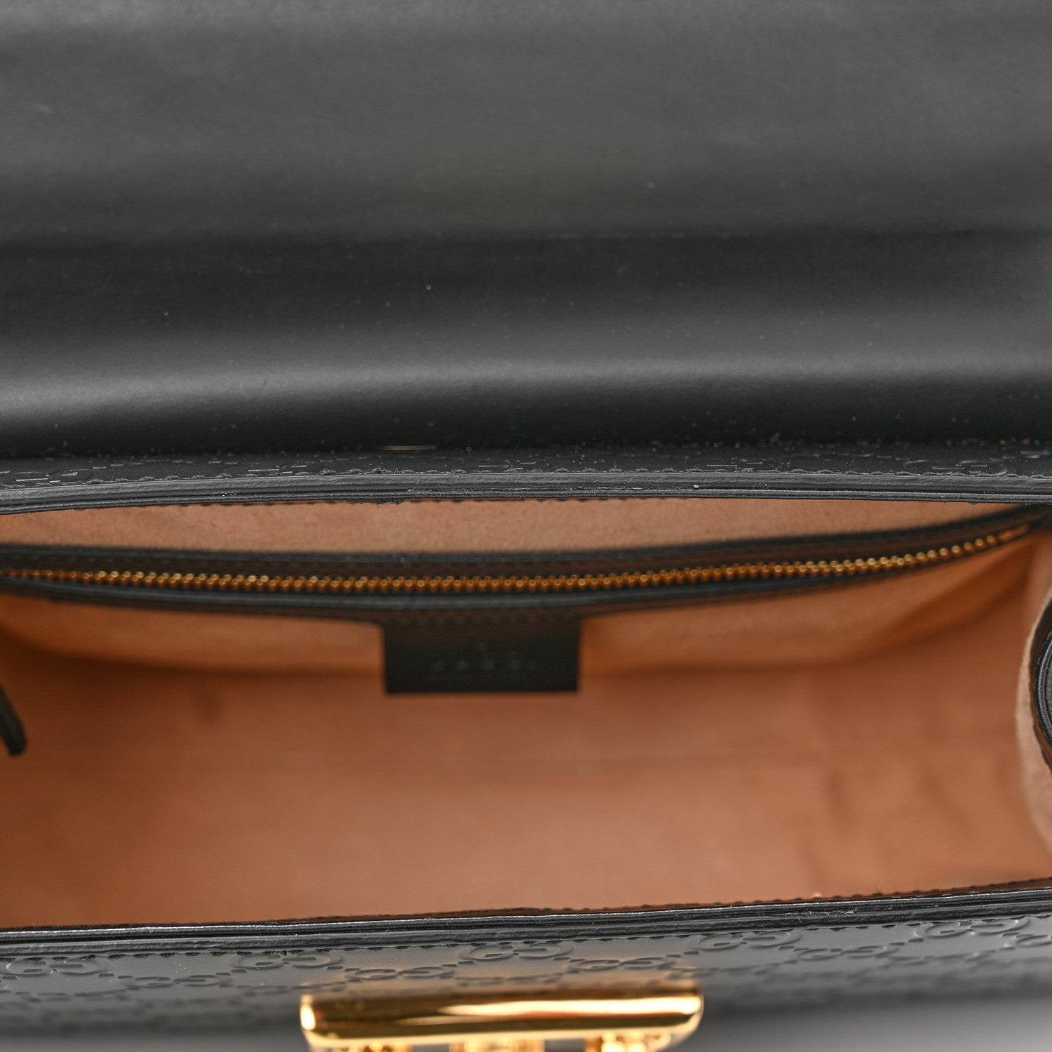 Gucci Guccissima Signature Small Padlock Top Handle Bag Black 5 of 12