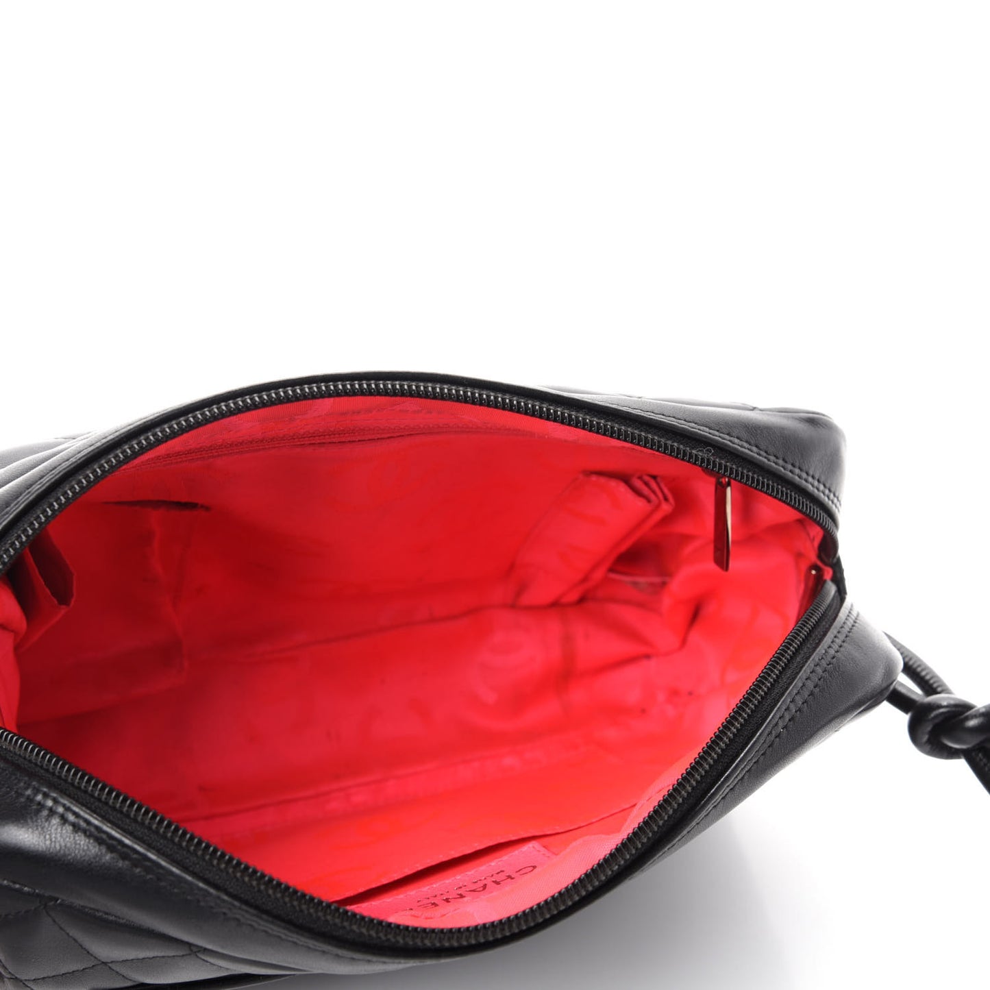 Calfskin Quilted Cambon Camera Case Black