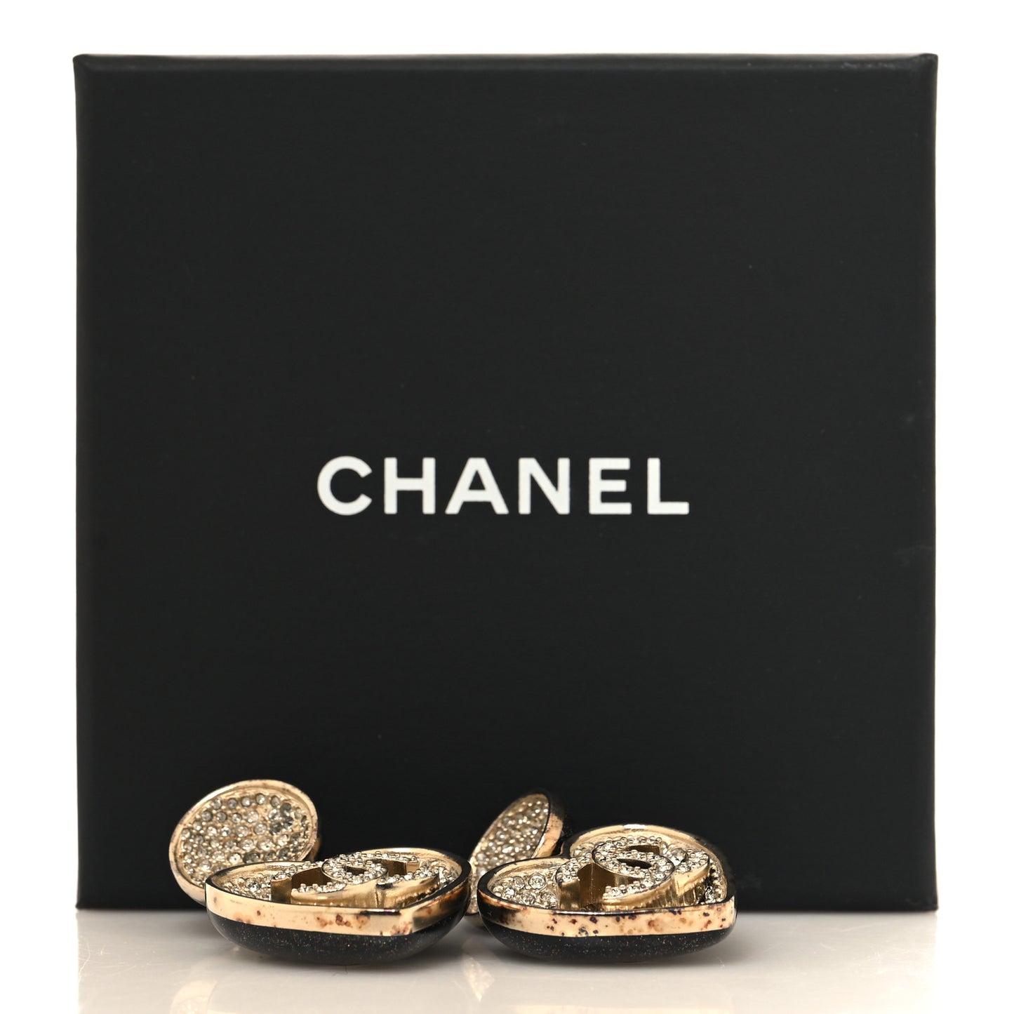 Crystal Heart CC Drop Clip On Earrings Gold
