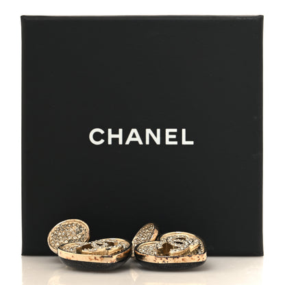 Chanel Crystal Heart CC Drop Clip On Earrings Gold 6 of 6