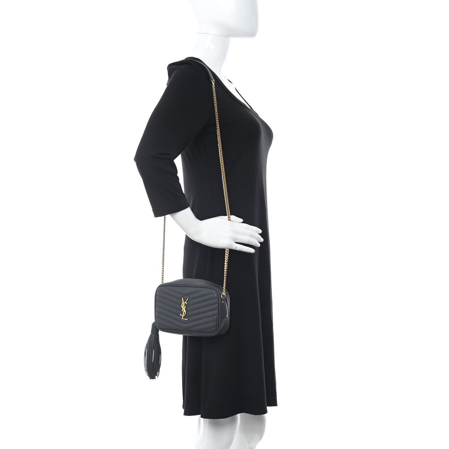 Saint Laurent Grain De Poudre Matelasse Monogram Mini Lou Camera Bag Dark Smog 2 of 11
