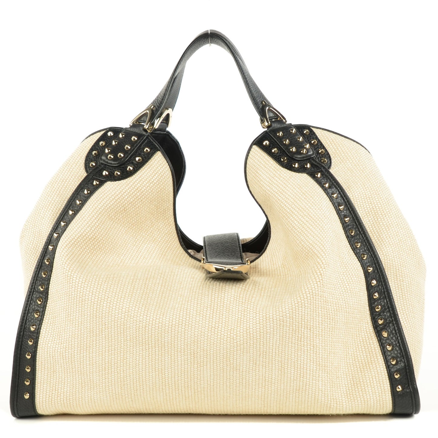 Straw Large Soft Stirrup Shoulder Bag White