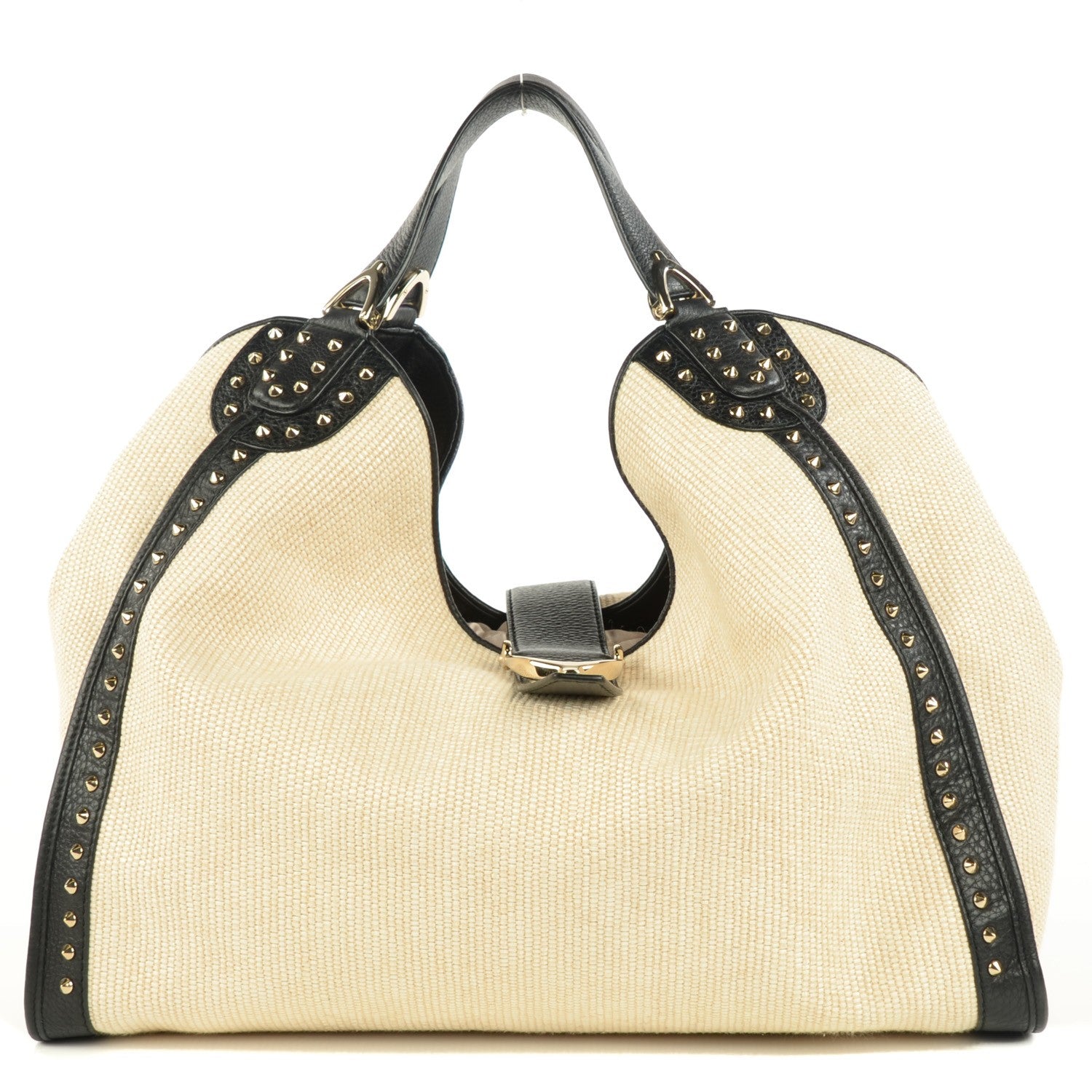 Gucci Straw Large Soft Stirrup Shoulder Bag White 1 of 7