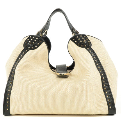 Gucci Straw Large Soft Stirrup Shoulder Bag White 1 of 7