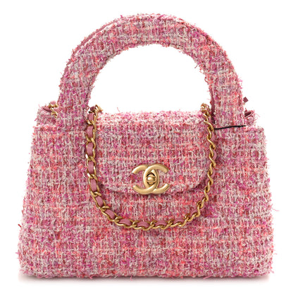 Chanel Tweed Quilted Nano Kelly Shopper Pink 1 of 9