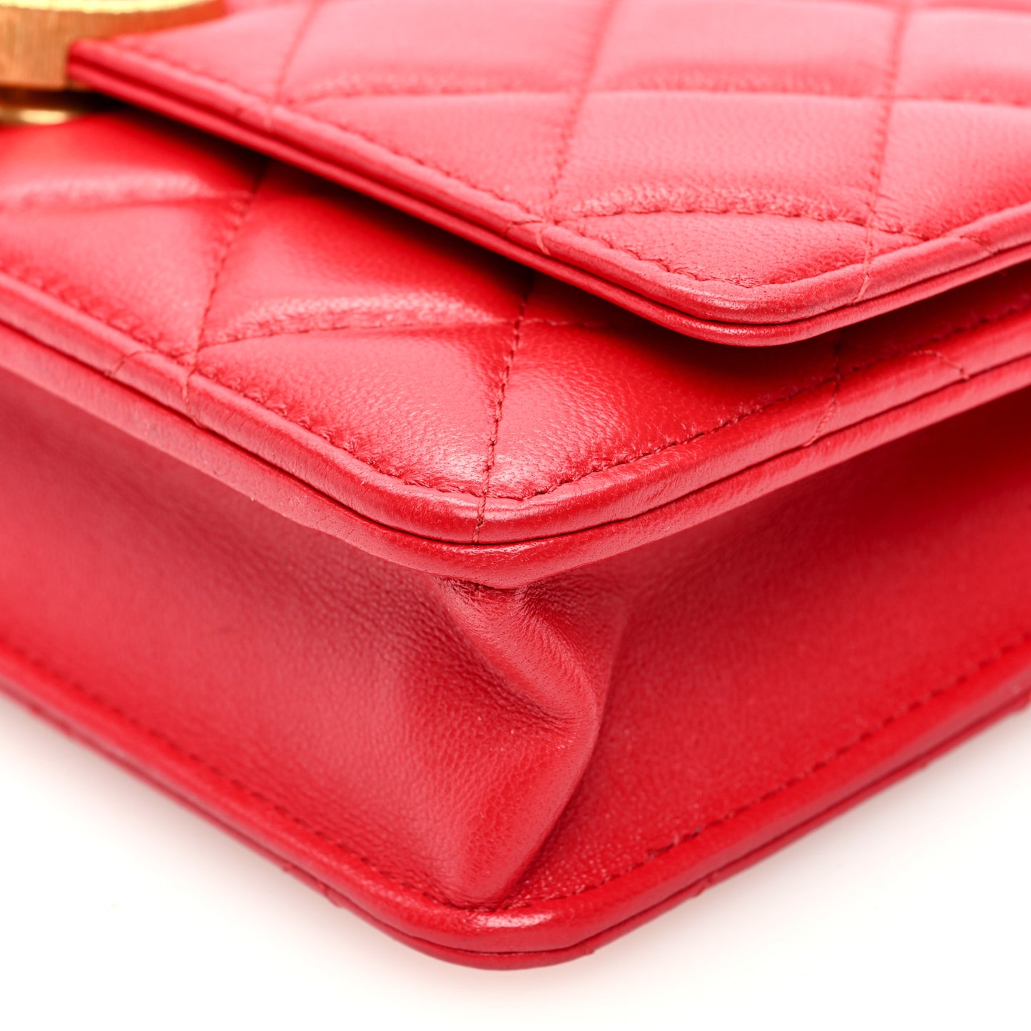 Lambskin Plexiglass Quilted Coco Love Wallet On Chain WOC Red