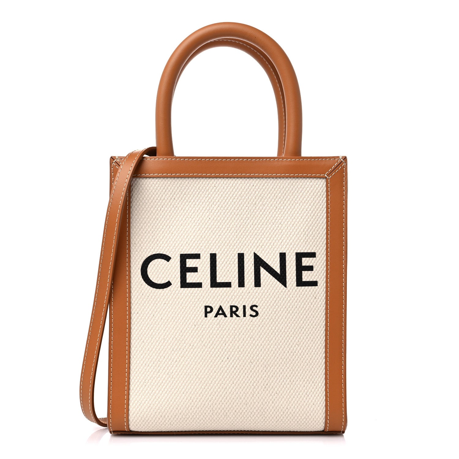 Celine Canvas Calfskin Mini Vertical Cabas Natural Tan 1 of 7