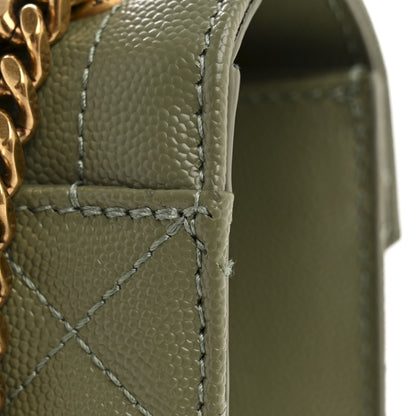 Saint Laurent Grain De Poudre Textured Mixed Matelasse Triquilt Medium Monogram Satchel Light Sage 12 of 13