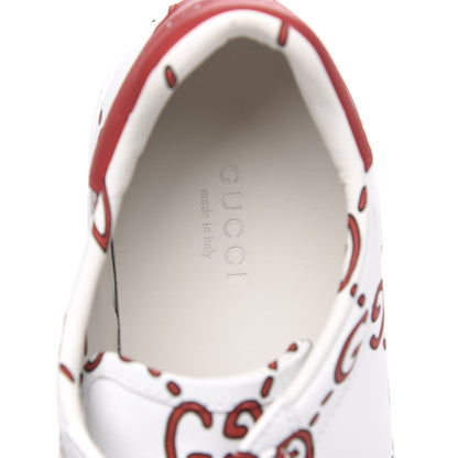 Gucci Calfskin GucciGhost Print Womens Ace Sneakers 37.5 White Hibiscus Red 6 of 10