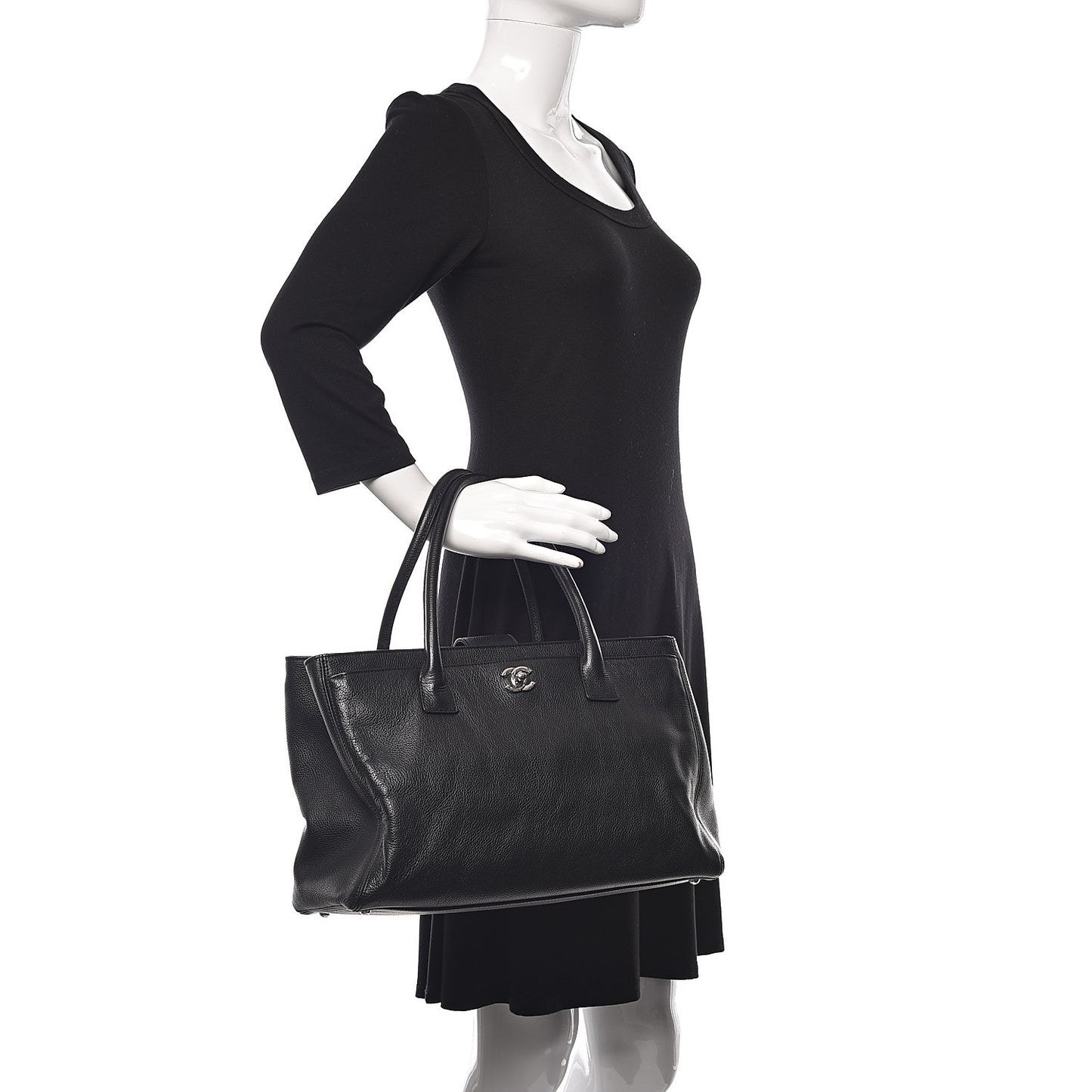 Calfskin Cerf Executive Shopper Tote Black