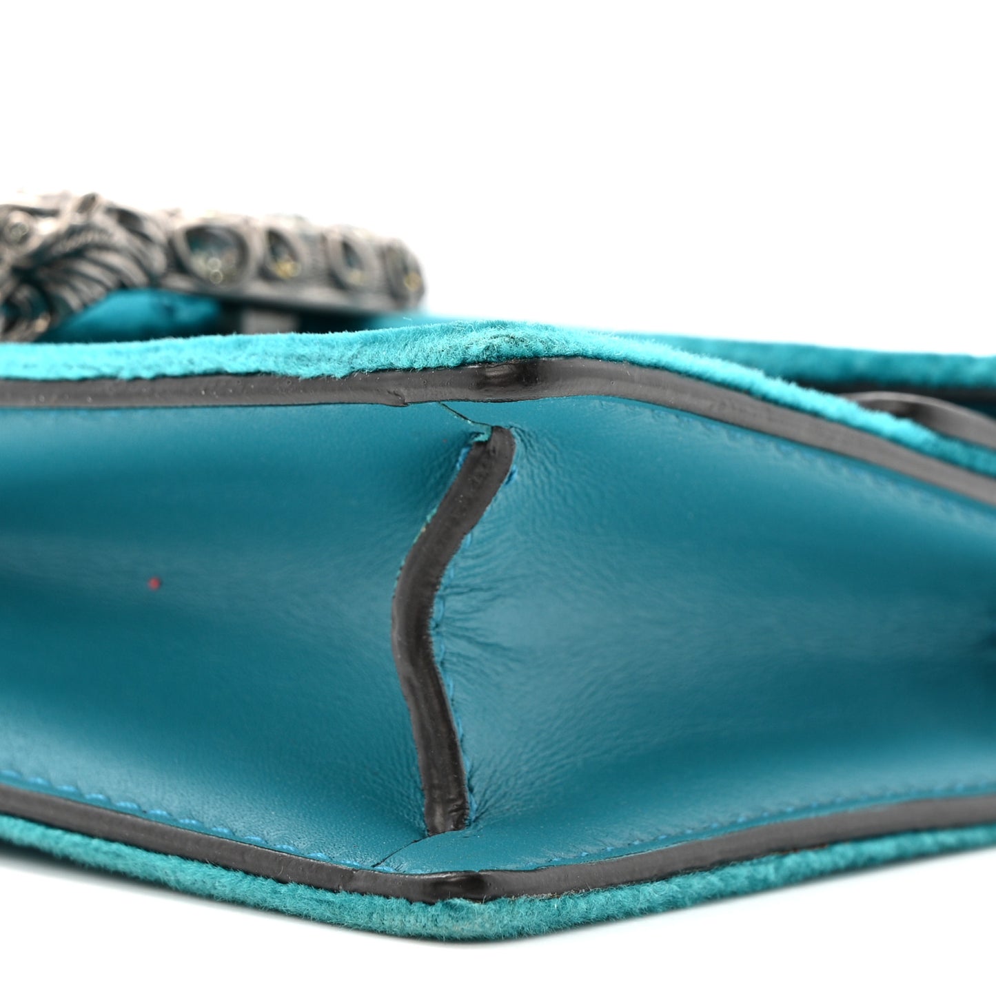 Velvet Super Mini Dionysus Shoulder Bag Pavone Cyan