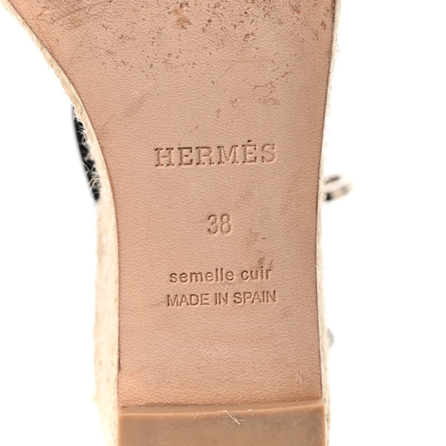 Hermes Calfskin Tipoli Espadrille Wedges 38 Black 7 of 8
