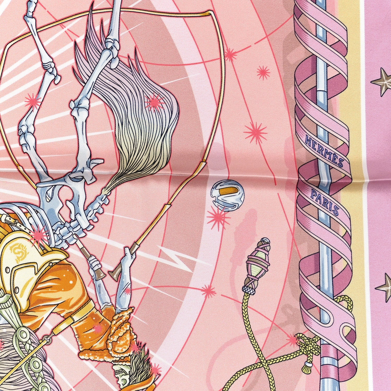 Hermes Silk Chorus Stellarum Scarf 70 Rose Poudre Gris 2 of 3