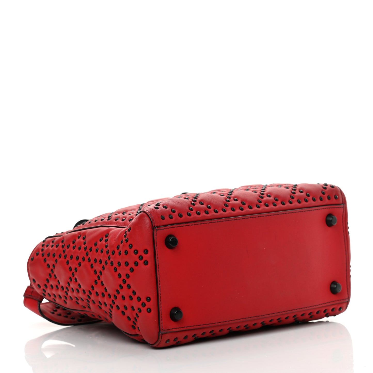 Lambskin Cannage Studded Medium Supple Lady Dior Red Black