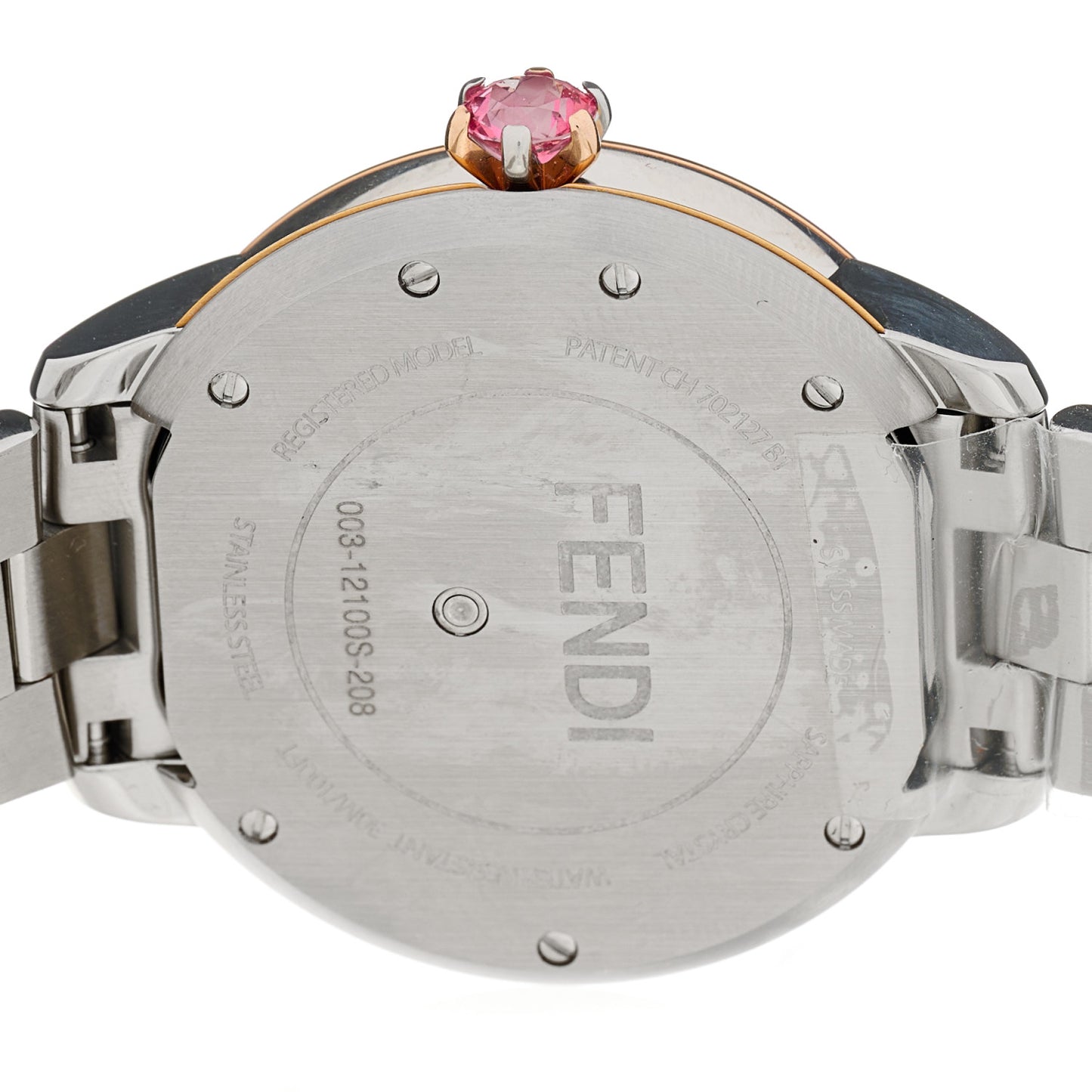 Stainless Steel Mother of Pearl Topaz Spinel 33mm Ishine Rotating Gem Two Tone Quartz Watch