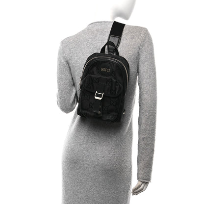 Gucci Econyl Nylon Monogram Off The Grid Sling Backpack Black 2 of 10