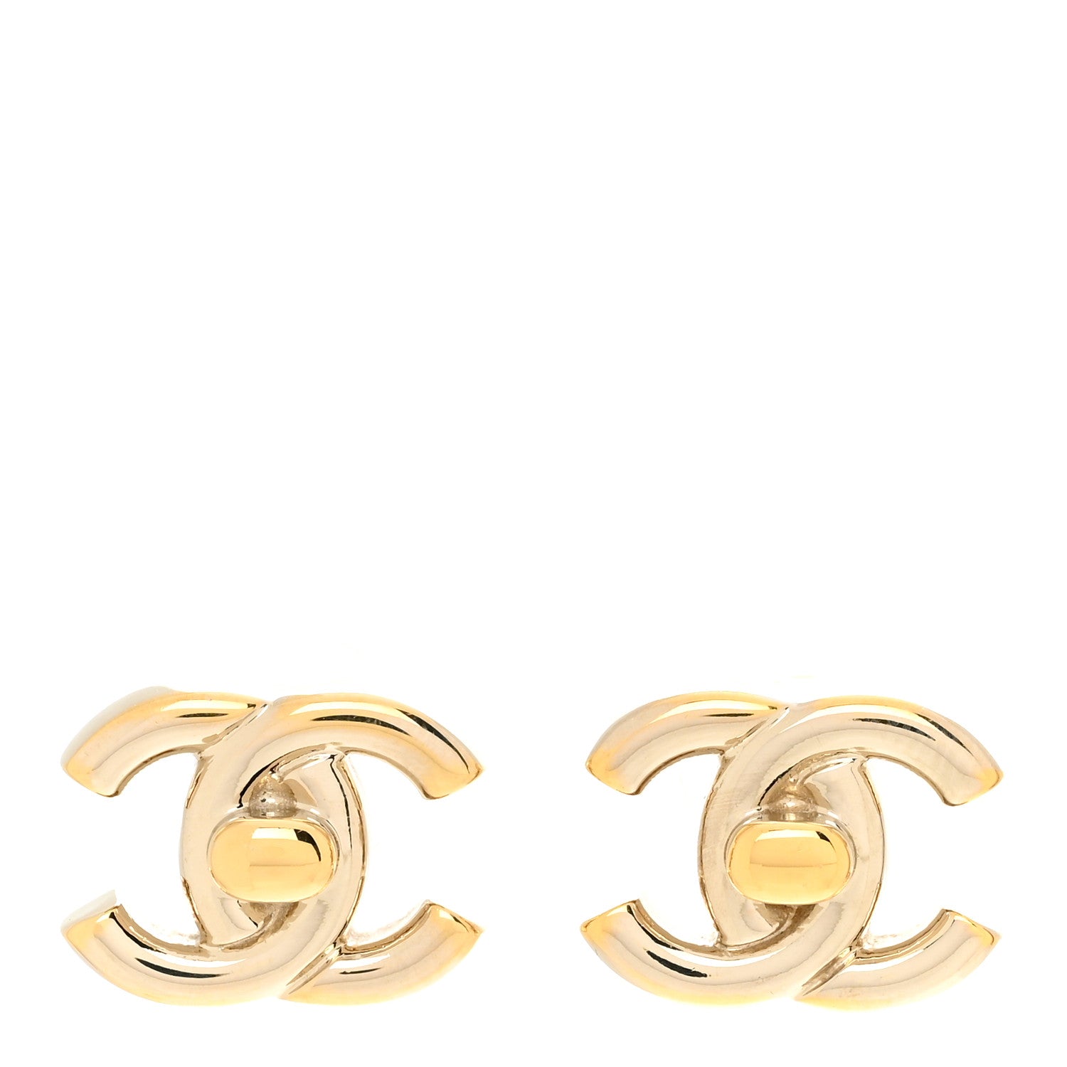 Chanel Metal CC Turnlock Earrings Gold 1 of 4