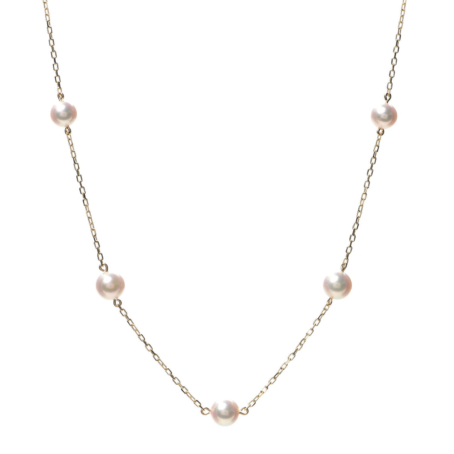 Mikimoto 18K Yellow Gold Akoya Pearl 4.5-6mm Station Necklace 1 of 4