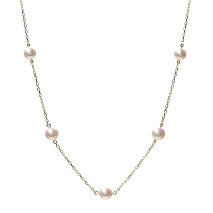 Mikimoto 18K Yellow Gold Akoya Pearl 4.5-6mm Station Necklace 1 of 4