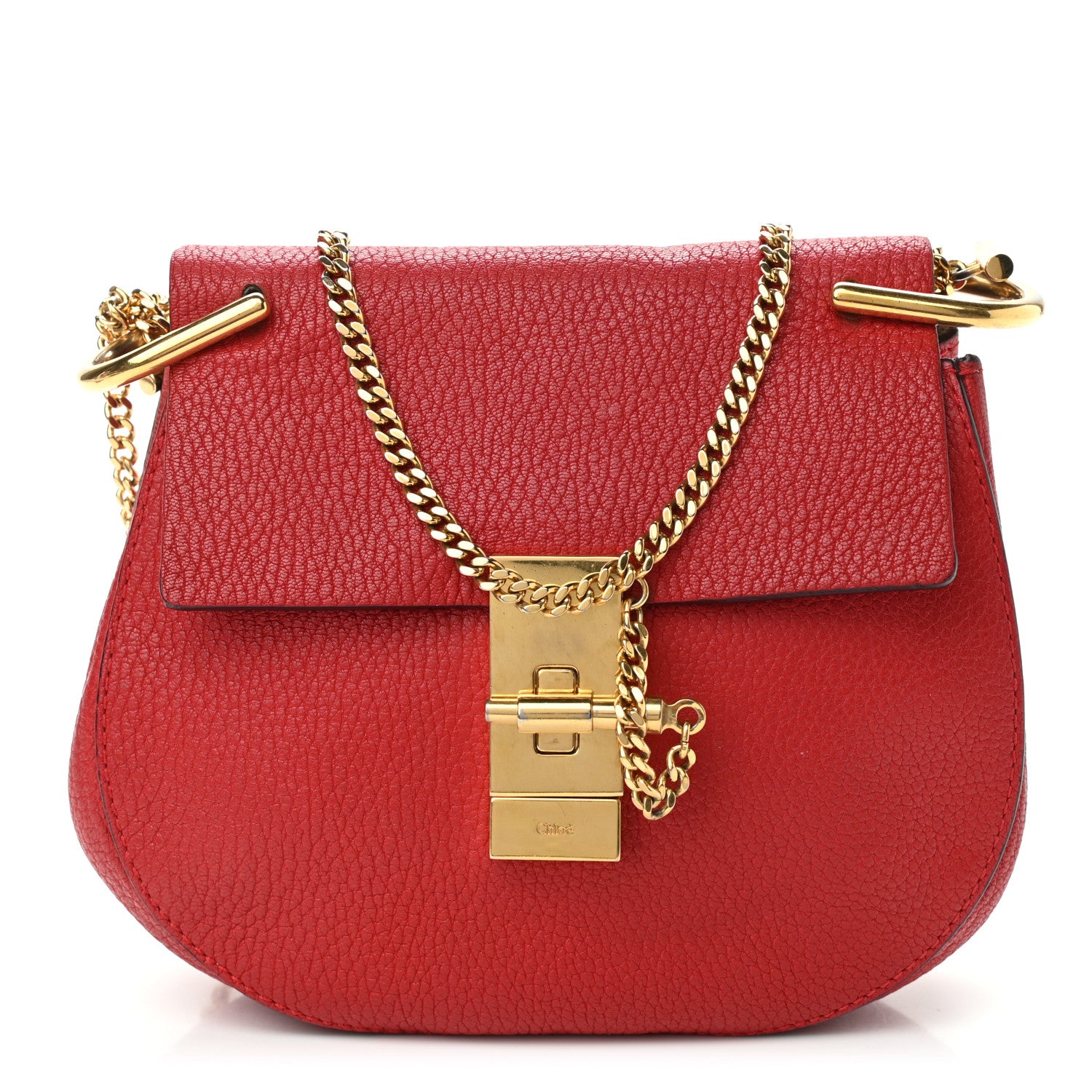 Chloe Grained Lambskin Mini Drew Shoulder Bag Plaid Red 1 of 12