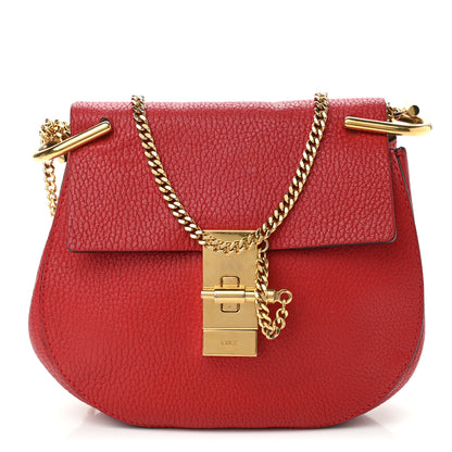 Chloe Grained Lambskin Mini Drew Shoulder Bag Plaid Red 1 of 12