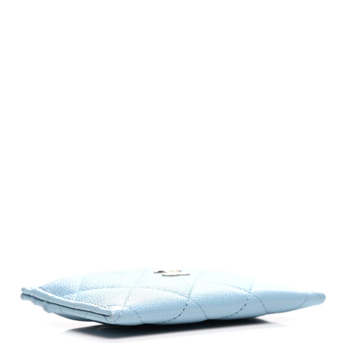 Caviar Quilted Card Holder Light Blue