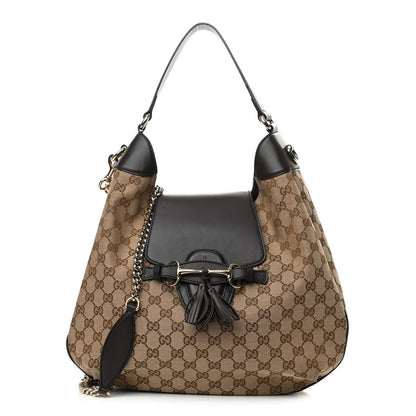 Gucci Monogram Margaux Calfskin Medium Emily Hobo Beige Ebony Cocoa 1 of 13