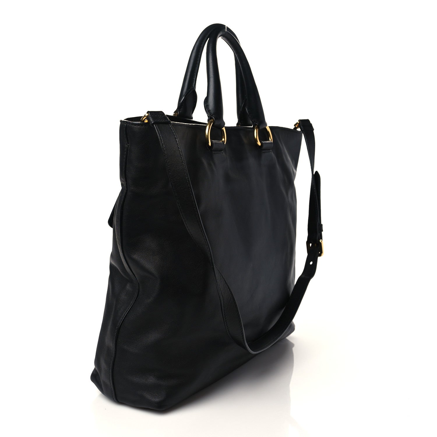 Prada Soft Calf Shopping Tote Black 3 of 6